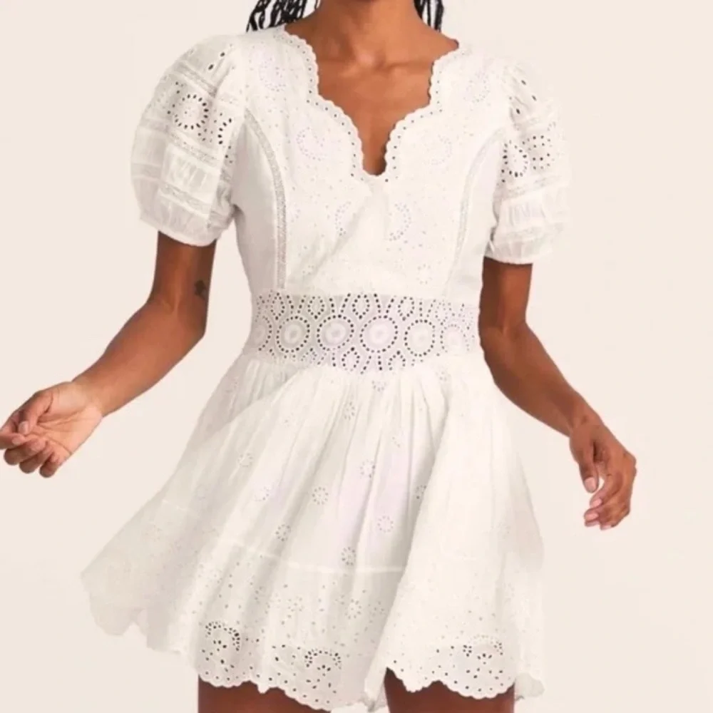 LoveShackFancy White Eyelet Mini Dress - Picture 4 of 7